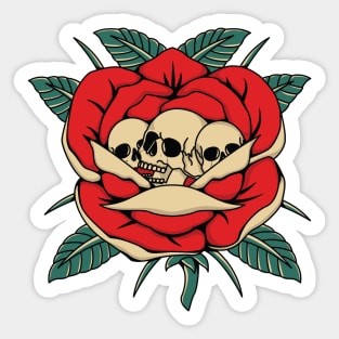 skull rose clover Sticker